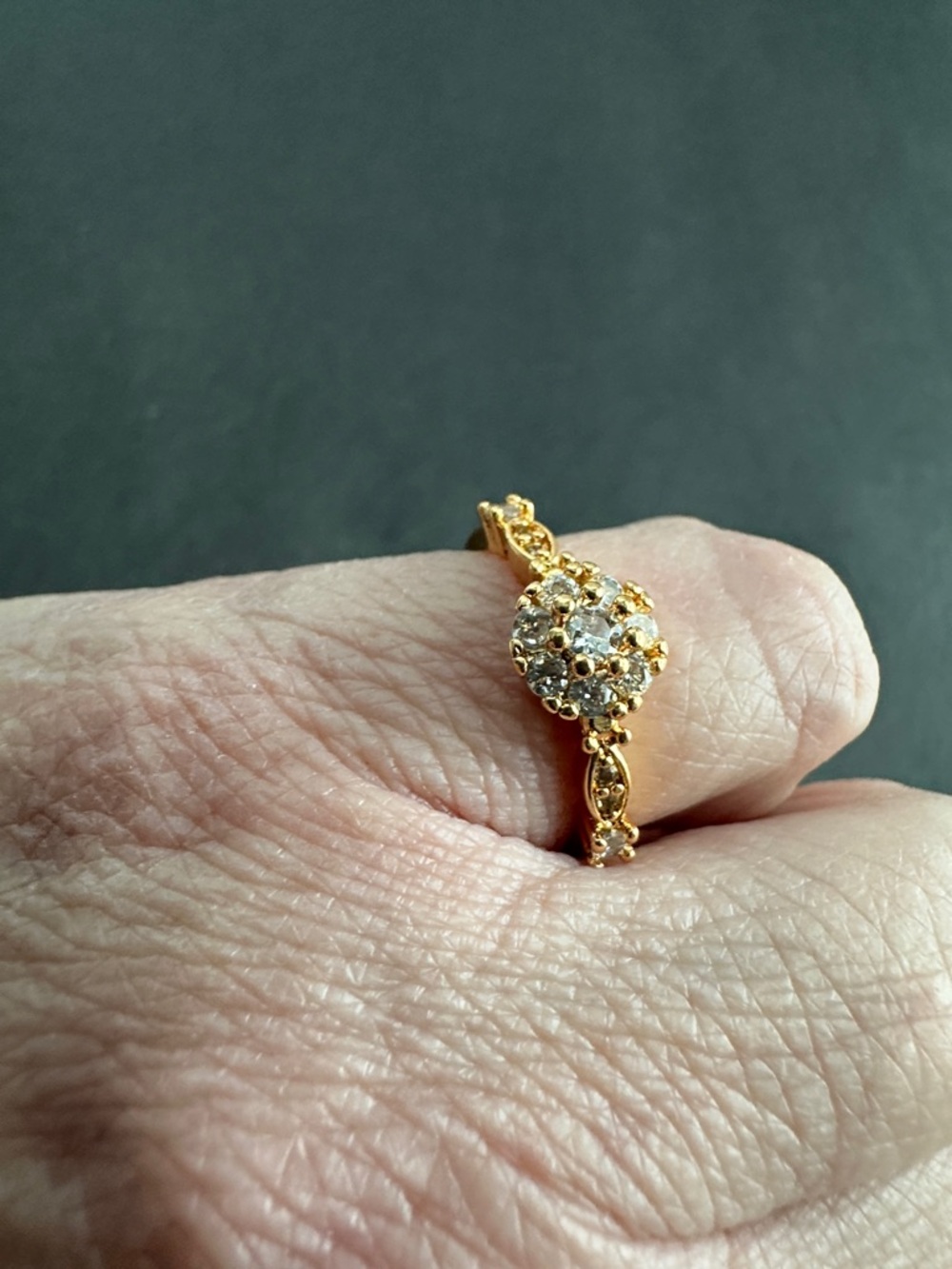 18k Gold PVD CZ Cluster Ring
